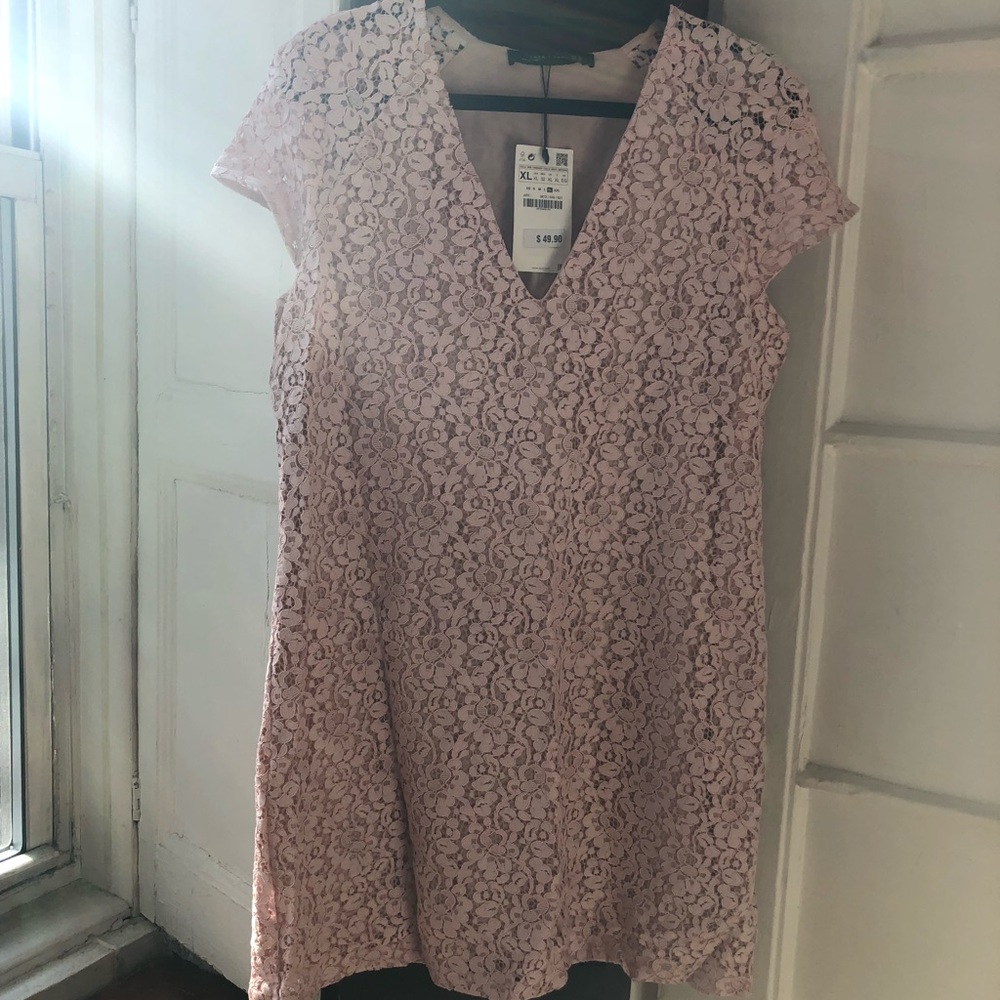 BRAND NEW pink lace Zara dress